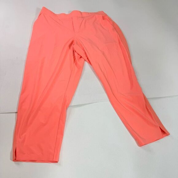 Athleta Mid Rise Ankle Pant women's 20 Bright Orange Pull On Pockets Elastic - Picture 1 of 10